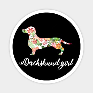 Dachshund Girl Floral Pattern Magnet